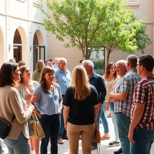 Un grupo de personas disfrutando de una conversaci&oacute;n en un entorno tranquilo, representando la recopilaci&oacute;n de informaci&oacute;n.