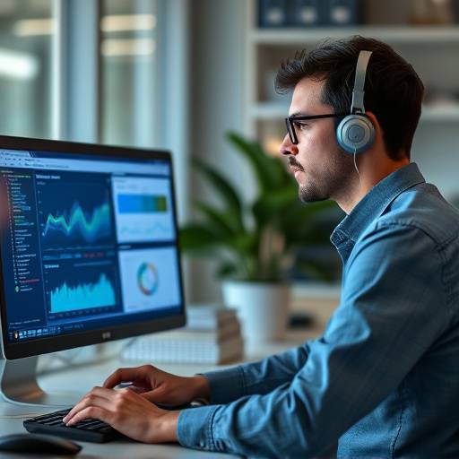 Una persona trabajando en una computadora, representando el uso de la informaci&oacute;n para mejorar los servicios.